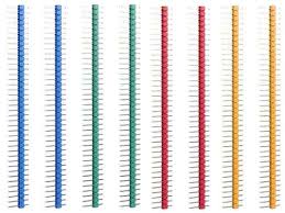 PACK 10 TIRAS 40 PINES MACHO COLORES 2.54MM